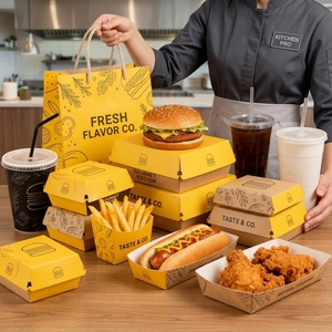 Cajas de Embalaje para Comida para Llevar, con Logotipo Personalizado del Fabricante, Reciclables, para Snacks, Papas Fritas, Hamburguesas y Comida Rápida - Product Image 5