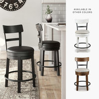 Tabouret de bar moderne en similicuir PU avec dossier en bois, pivotant, réglable en hauteur, avec accoudoirs, idéal pour la maison, les bars et les hôtels