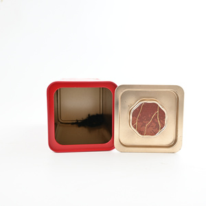 Red <b>Metal</b> Tea Can Rectangular Tin Food-Safe Lacquered Surface Gift Packaging Custom Printed Storage <b>Box</b> for Food Storage - Product Image 6