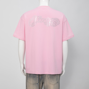 T-shirt Nera da Uomo di Alta Qualità, Spessa e Oversize con Strass, a Maniche Corte - Product Image 4