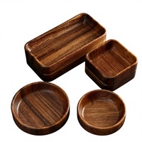 Plateau à fruits carré en bois d'acacia poli, style moderne et minimaliste, bol à fruits en bois pour salon, plateau à thé et à collations, boîte à noix