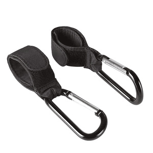 Stroller <b>Hooks</b> With Carabiner <b>Clips</b> Black Aluminum Alloy Double <b>Hook</b> For Baby Stroller Storage And Hanging Accessories - Product Image 1