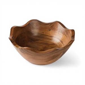 Bol à nouilles décoratif vintage fait main en bois d'acacia véritable, écologique, pour la décoration de table de salon et de la maison - Product Image 6