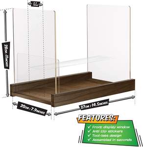 Soporte de almacenamiento de libros de madera y acrílico de tipo de pie de doble nivel, vitrina pendiente de patente para coleccionistas de cómics, artículos diversos - Product Image 2