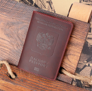 Housse de passeport en cuir véritable pour la Russie, en anglais, avec impression, qualité supérieure - Product Image 2