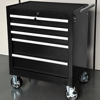 Chariot de coffre à outil roulant à 5 tiroirs robuste verrouillable pour le stockage d'atelier automobile Finition de revêtement en poudre de fer en acier
