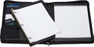 Free Sample Executive Zippered Padfolio with Removable 3-Ring Binder and Letter Size <b>Writing</b> <b>Pad</b>, Black Zipper Binder - Product Image 4