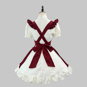 Lolita Maid Outfit Claret Polyester Anime Cosplay Costume Winter 2024 Game Role Playing Dress With Headband - Product Image 4