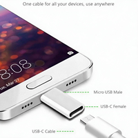 Adaptateur OTG Type C vers Micro USB, convertisseur, charge rapide, synchronisation des données, connecteur réversible, alliage d'aluminium nickelé, Mini