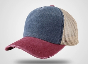 Gorra Trucker de Verano Nueva de Algodón Teñido con Malla Frontal y Visera Deshilachada, Sombrero Casual para Exteriores con Logotipo Bordado Personalizado - Product Image 2