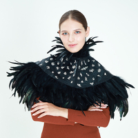 Col de cape en plumes scintillantes, châle décoratif en plumes, accessoire de costume pour carnaval, fête masquée, performance scénique