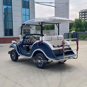 Vehículo Eléctrico Clásico de Cuatro Ruedas para Adultos, Azul con Asientos Blancos y Detalles Plateados - Product Image 6