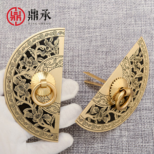 Poignée de porte antique Dingcheng, anneau de traction rond gravé, accessoires en cuivre pour porte de placard ou de cabinet - Product Image 2