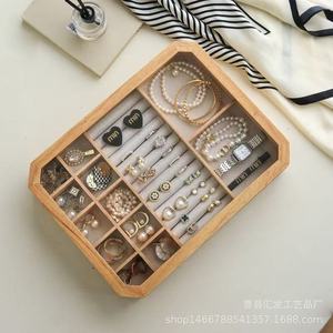 Solid Wood Jewelry <b>Box</b> With Lid 45L Storage Organizer For Desktop Living Room Gift Display - Product Image 1