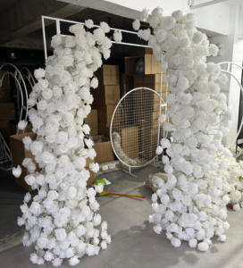 Украшение для свадебных ворот искусственная белая Красная роза Шелковый цветок искусственный цветок рог ряд Цветочная арка для свадебного декора - Product Image 2