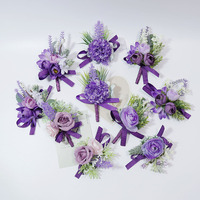 Ensemble de boutonnières artificielles violettes pour mariage, avec design lavande et rose, pour les demoiselles d'honneur et les événements formels