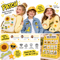 Patch brodé jaune en gros, motifs Kawaii (abeille souriante, tournesol, dinosaure, smiley), thermocollant et à coudre
