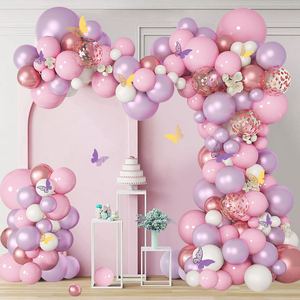 143 pièces rose violet <span class=keywords><strong>papillon</strong></span> ballons guirlande arc Kit violet papier <span class=keywords><strong>papillon</strong></span> ballon guirlande pour fête d'<span class=keywords><strong>anniversaire</strong></span> <span class=keywords><strong>papillon</strong></span> thème - Product Image 2