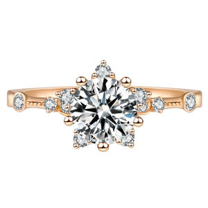 Anello F1304 in Oro Rosa con Diamante Taglio Brillante Rotondo, Diamante Naturale, Gioiello da Donna per Fidanzamento, Colore G, Pietre Laterali - Product Image 4