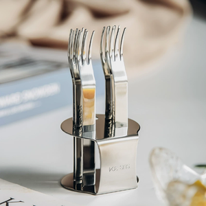 Dining <b>Bar</b> Party Stainless Steel Rust Proof Reusable Gold Silver Mini <b>Snack</b> Fruit Cake Dessert Forks Fruit Fork Set With Stand - Product Image 2