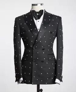 Handsome Shiny Black Diamond Men Suit Wedding Suits For Men Shawl Collar 3 Pieces Slim Fit Men's Party Tuxedos Groom Wear