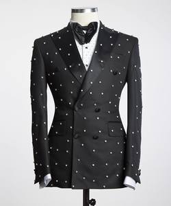 Handsome Shiny Black Diamond Men Suit Wedding Suits For Men Shawl Collar 3 Pieces Slim Fit Men's Party Tuxedos Groom Wear