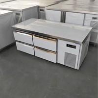 Plan de travail de cuisine à usage commercial avec refroidisseur d'air, quatre tiroirs, en acier inoxydable, commande numérique, pour restaurant, café, hôtel