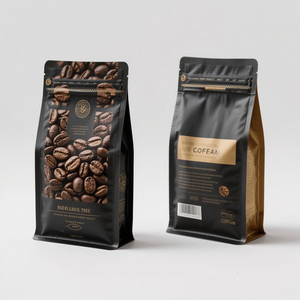 ถุงซิปล็อคก้นแบนขนาด1กก. 250ก. 500ก. ถุงซิปล็อคถุงชากาแฟมีช่องซิปและวาล์วสำหรับใส่ชากาแฟ - Product Image 1