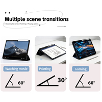 Étui arrière transparent en acrylique pour Samsung Galaxy Tab S12+ S12 Ultra, résistant aux chocs, robuste, avec support pliable pour tablette