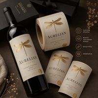 Etiquetas Personalizadas para Botellas de Vino, Adhesivos en Rollo con Relieve en Dorado, Resistentes al Agua, Proveedor de Impresión de Etiquetas de Lujo para Empaques de Viñedos