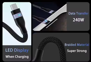 High Quality PD 240W 60W <b>USB</b>-C to <b>USB</b>-C Pure Copper Fast Charging Nylon Braided <b>Cable</b> 48V 5A for Laptop - Product Image 6