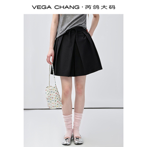 VEGA CHANG Culottes Negros Plisados de Pierna Ancha para Mujer con Cordón Ajustable, Cintura Elástica y Pliegue Frontal Invertido, Corte Holgado en A - Product Image 2