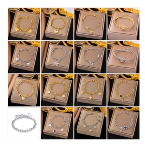 Оптовая цена позолоченный браслет из нержавеющей стали для женщин бабочка сердце модные браслеты - Product Image 1