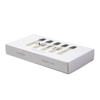Caja de regalo plegable minimalista blanca de papel con impresión personalizada para set de descubrimiento de muestras de perfume, empaque para frascos de fragancia