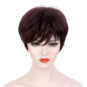 STfantasy Short Pixie Wigs Chocolate Brown Reddish Purple for Women Costume Cosplay Party Synthetic Pixie Wigs