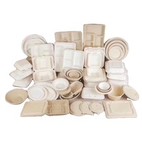 Ensemble de vaisselle jetable en papier compostable résistant à l'eau et à l'huile, de qualité supérieure, avec couverts et gobelets