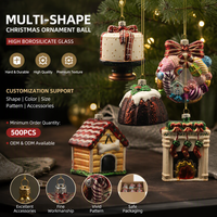 Boule de Noël en verre motif maison de pain d'épices avec cheminée, fournisseur de marque privée ODM, ornement suspendu peint, cadeau de Noël, borosilicate