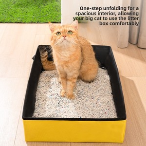 Bac à litière pour chat pliable portable extra large pour chaton et voyages en plein air, modèle rectangulaire - Product Image 4