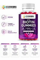 Gummies véganes à la biotine saveur framboise OEM ODM, étiquette personnalisée, emballage sur mesure, usine de compléments alimentaires, lancement de marque, approvisionnement en gros