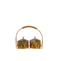 Nouvelle Arrivée Panier à Snacks Islamique en Métal avec Poignée, Motif Mosquée Creux, Ensemble de Pots à Bonbons, Décoration de Table Ramadan