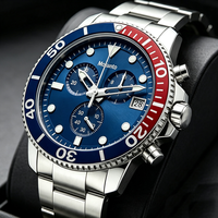 Jam Tangan Quartz Kustomisasi Mewah untuk Pria Bezel Dua Warna Merah dan Biru Mesin ETA Seastar T120 Jam Tangan Kronograf Selam