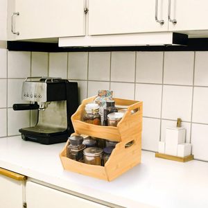 Bamboo Storage Box Double Layer 18L Eco-Friendly Kitchen Vegetable Fruit Organizer Desktop Organizer - Product Image 2