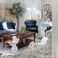 Ensemble de canapés de luxe en tissu de style rétro français en acajou, sur mesure haut de gamme pour les hôtels et les villas