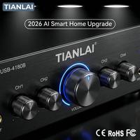 Penguat Daya Public Address USB-4180B dengan Kontrol Independen 4 Zona untuk Sistem PA Mixer 180W 70V 100V Hub Audio Suara