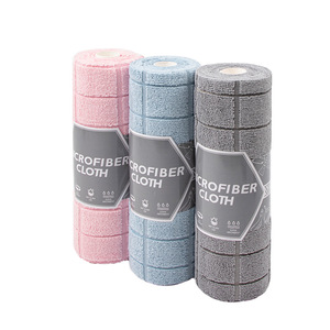 Chiffon de nettoyage jetable à motif à carreaux pour la cuisine, pour l'entretien ménager et l'élimination des taches, gris, bleu, rose, jaune - Product Image 2