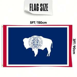 थोक 3x5 फीट वायमिंग पेनेटेंट झंडे 68 डी/100 डी पॉलिएस्टर अनुकूलन योग्य सभी देशों के फास्ट डिलीवरी विश्वसनीय आपूर्तिकर्ता - Product Image 2