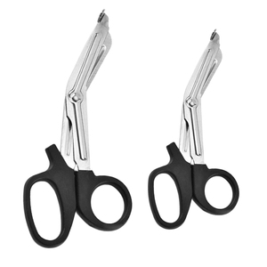 กรรไกรตัดผ้าพันแผลสแตนเลสสำหรับใช้ทางการแพทย์ปฐมพยาบาลฉุกเฉินใบมีดโค้งขอบหยัก - Product Image 1