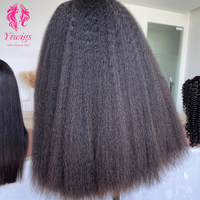 Perruques frontales lisses crépues en cheveux humains brésiliens 100% naturels, densité 200, avec dentelle HD 13x4, double tirage, qualité 12A, fournisseur
