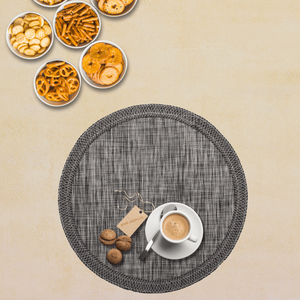 Manteles Individuales Redondos Tipo Lino con Borde Cosido - Manteles Antideslizantes para Comedor al por Mayor - Product Image 1