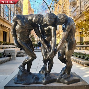 Statue YOUFINE personnalisée en <span class=keywords><strong>bronze</strong></span> d'Auguste <span class=keywords><strong>Rodin</strong></span>, groupe <span class=keywords><strong>de</strong></span> trois figures, pour jardin, espace public, installation artistique, décoration - Product Image 3